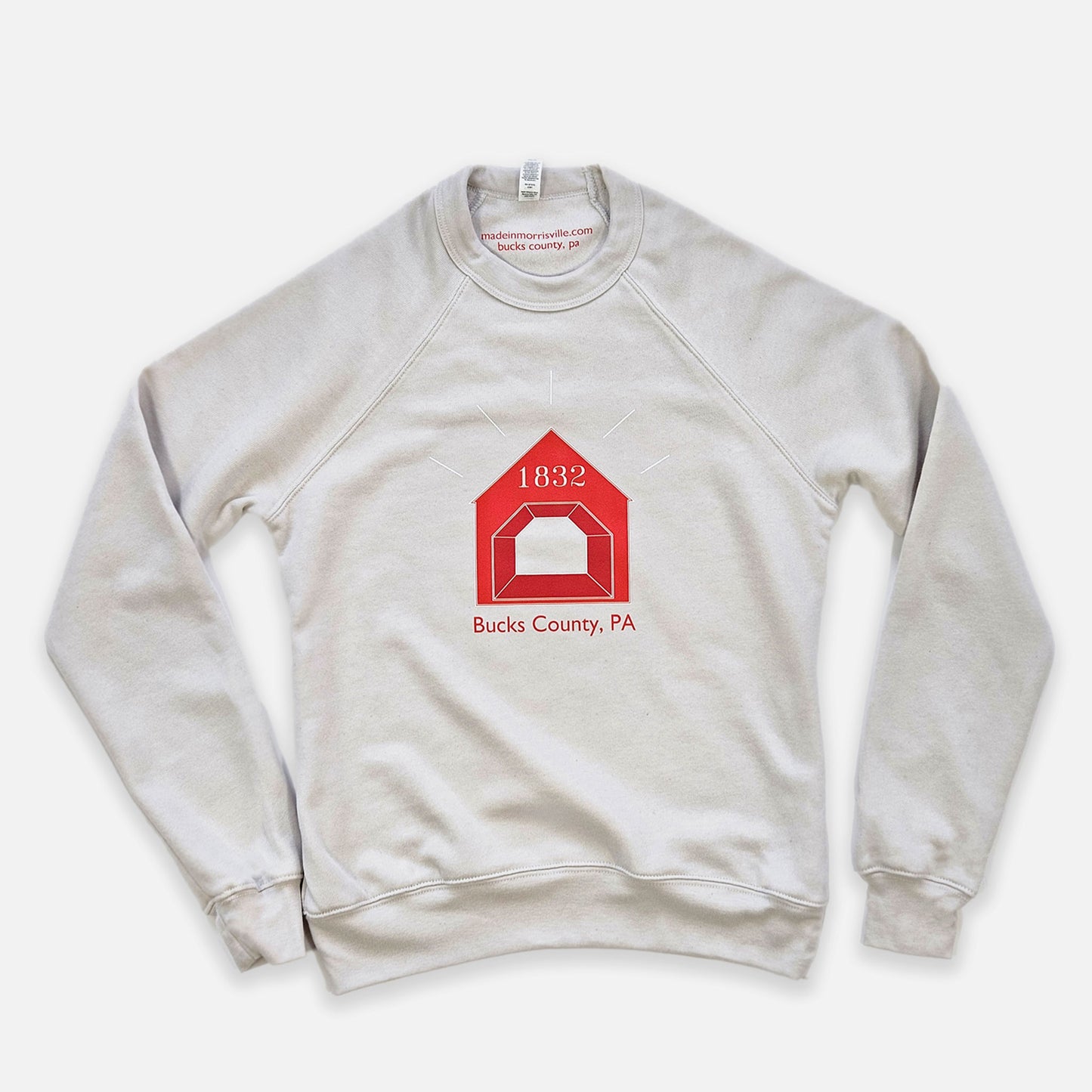 Red Covered Bridge / Bucks County graphic crewneck sweatshirt - heather dust