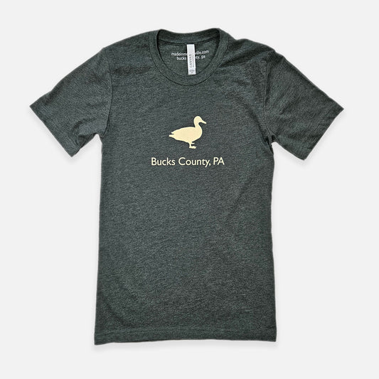 Bucks County Duck Portrait graphic T-shirt - heather forest