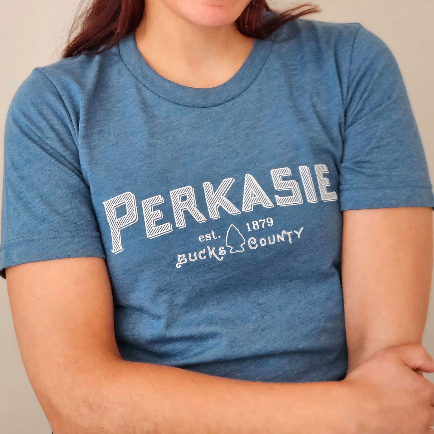 Perkasie Lenape spearhead graphic t-shirt - heather deep teal