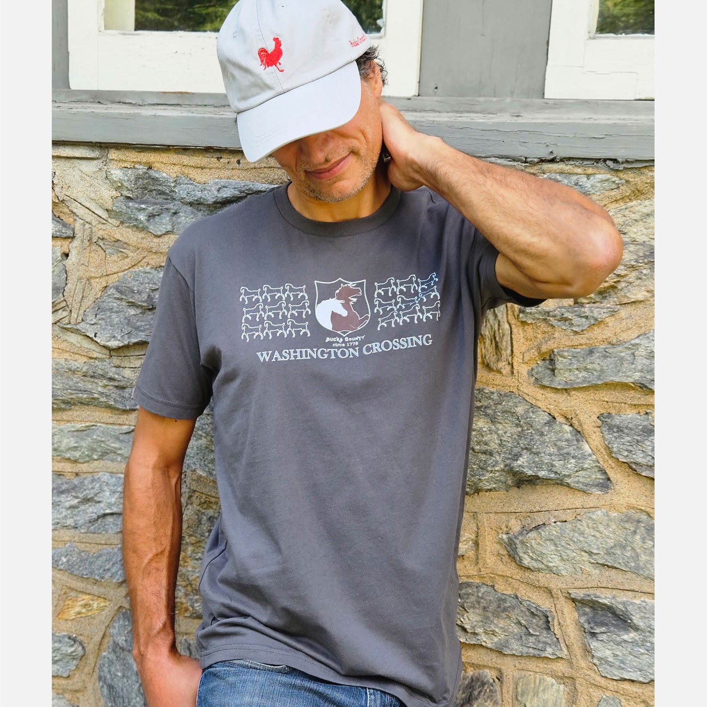 George Washington's horses / Washington Crossing graphic T-shirt - Dark Grey