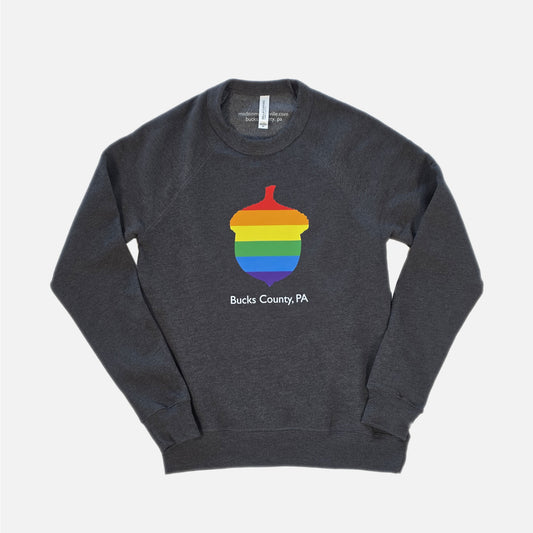 Rainbow Acorn / Bucks County crewneck sweatshirt - dark grey heather