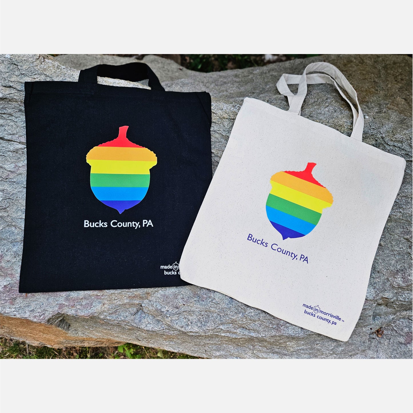 Rainbow Acorn / Bucks County canvas tote bag - 8oz