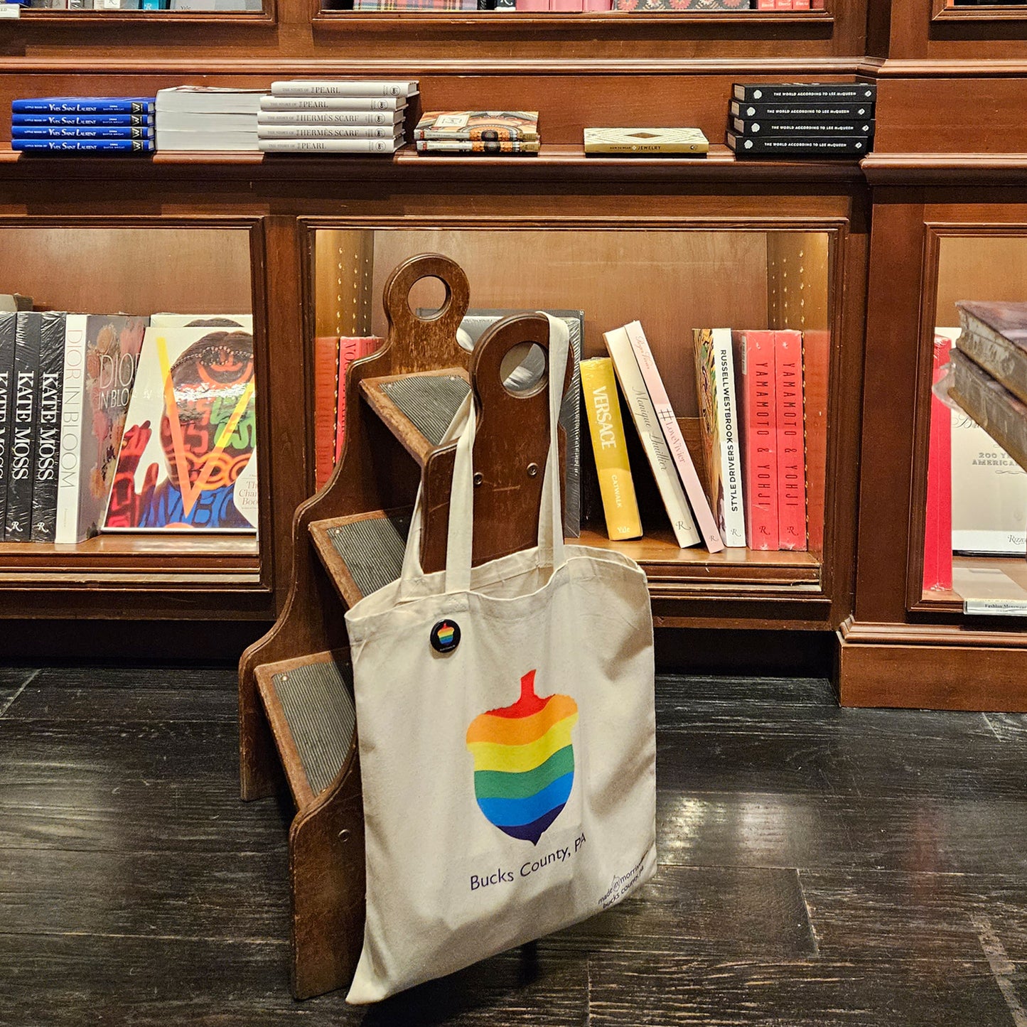 Rainbow Acorn / Bucks County canvas tote bag - 8oz