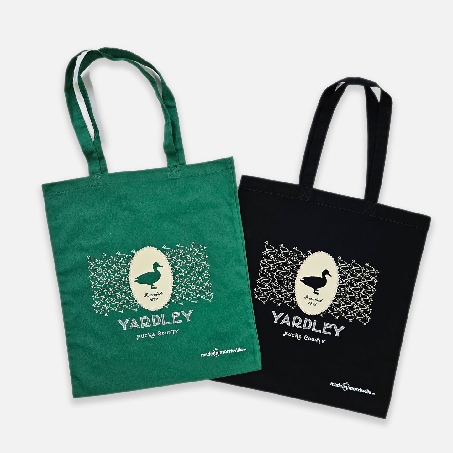 Duck Portrait /Yardley graphic canvas tote bag - 6oz black / green