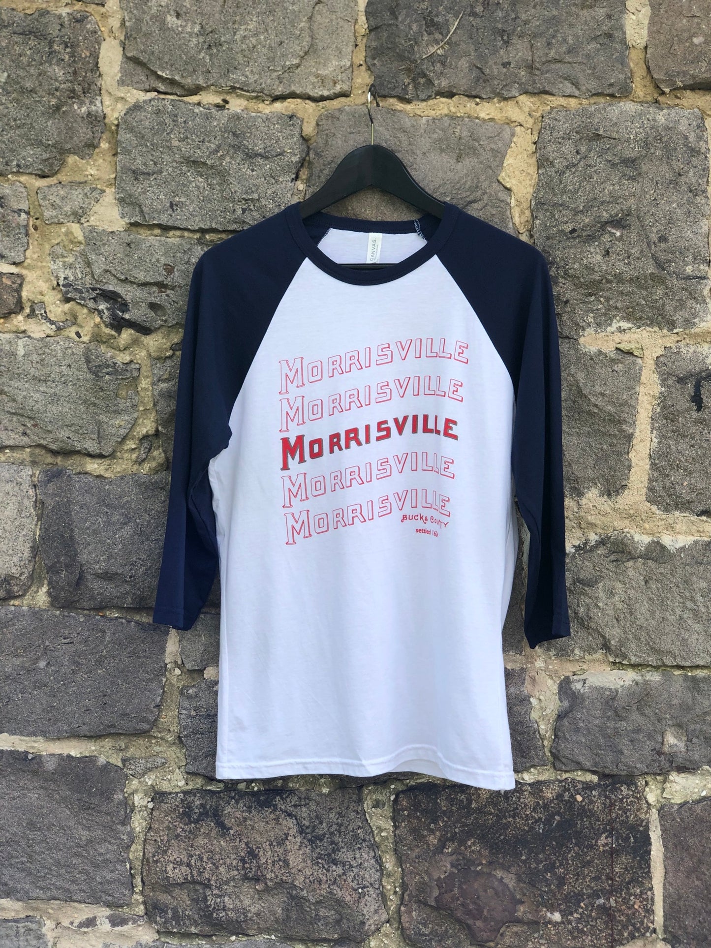 Morrisville baseball graphic 3/4 sleeve T-shirt (white/navy)