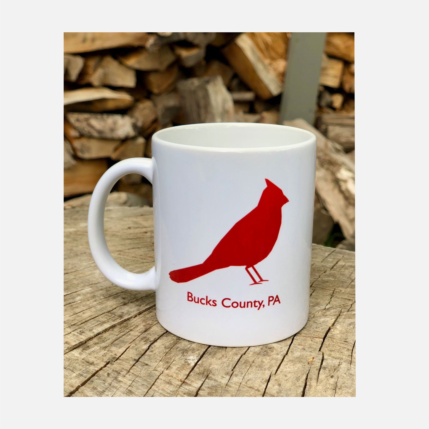 Bucks County coffee mug - 11oz (Rainbow Acorn / Cardinal)