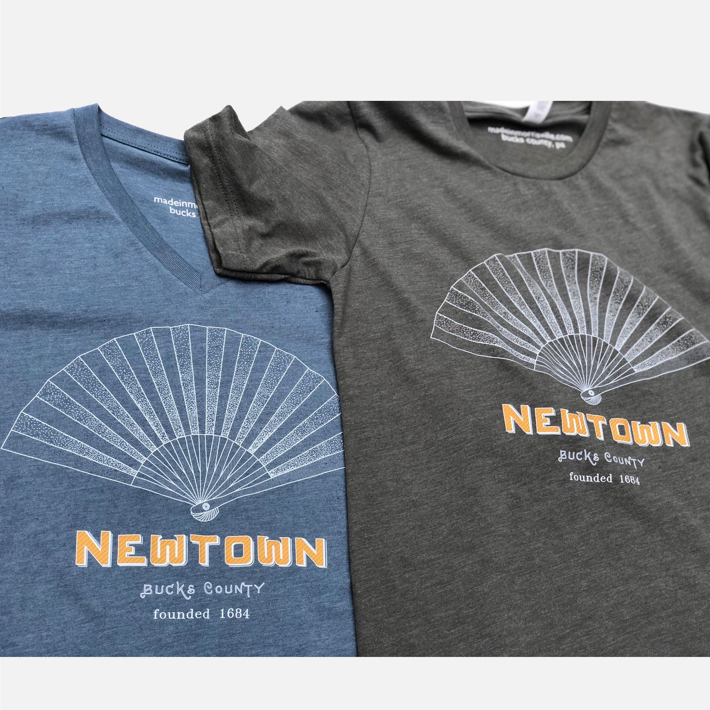 Open Fan/Newtown graphic V-neck T-shirt - heather slate