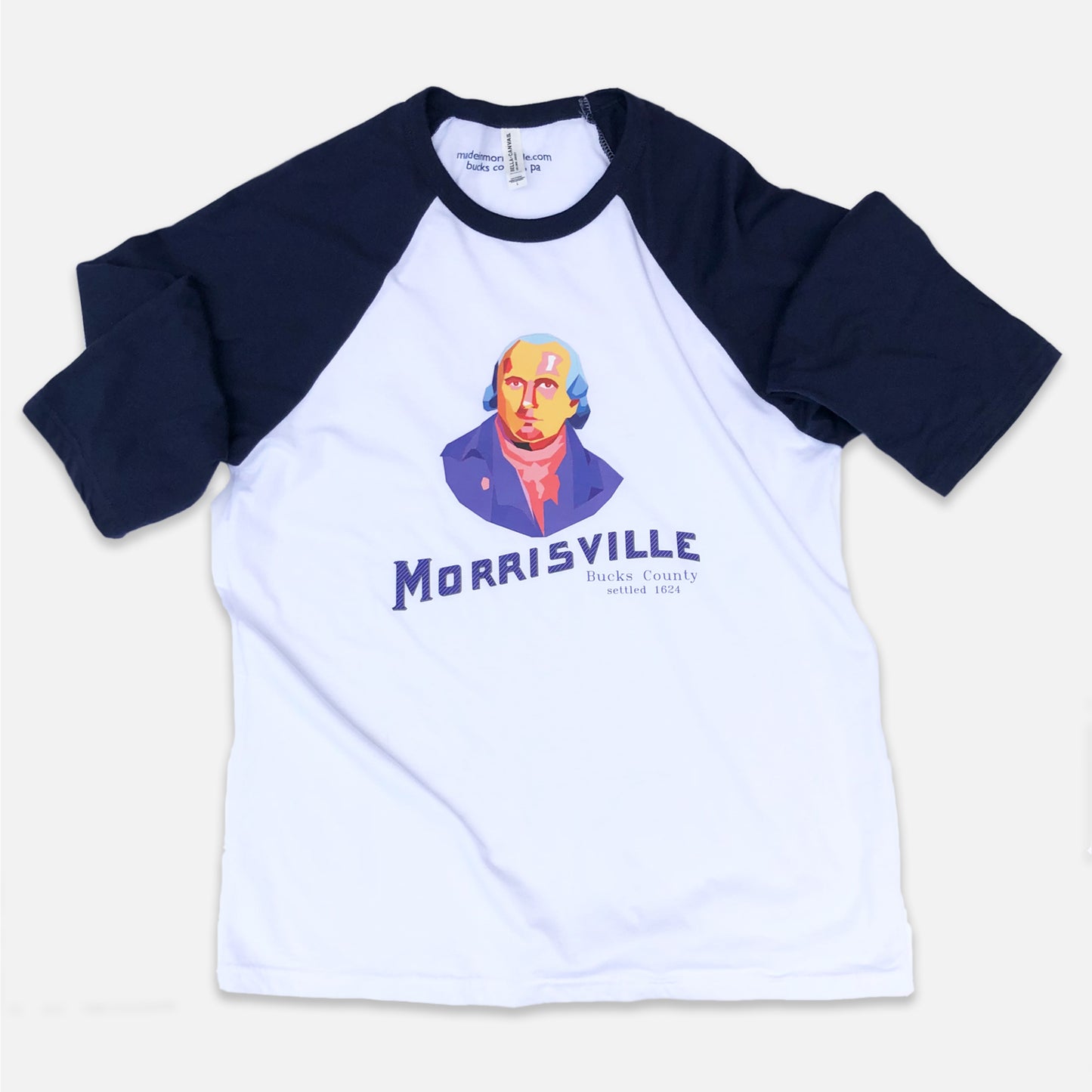 Robert Morris signature graphic baseball 3/4 sleeve T-shirt (white/navy)