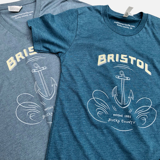 Anchor/Bristol graphic V-neck T-shirt - heather slate