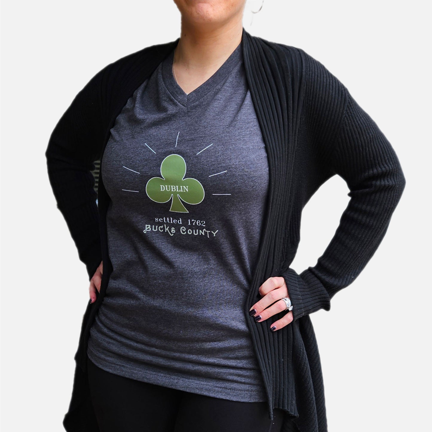 Dublin / Bucks County graphic V-Neck T-shirt - heather dark grey