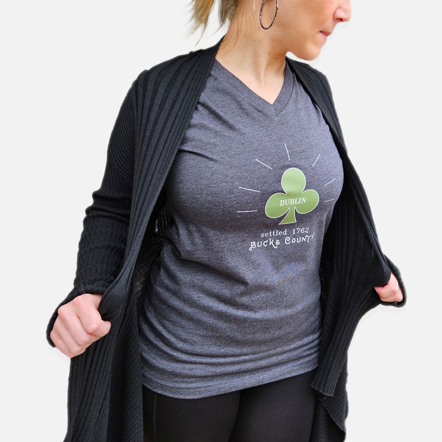 Dublin / Bucks County graphic V-Neck T-shirt - heather dark grey