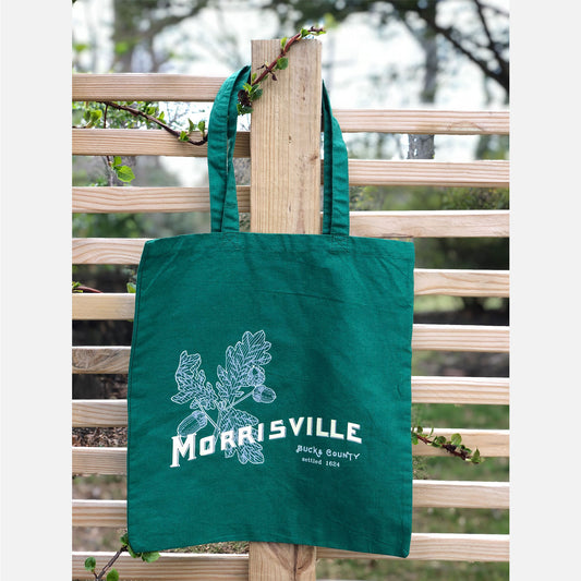 White oak leaves/Morrisville - canvas tote bag - 8oz green