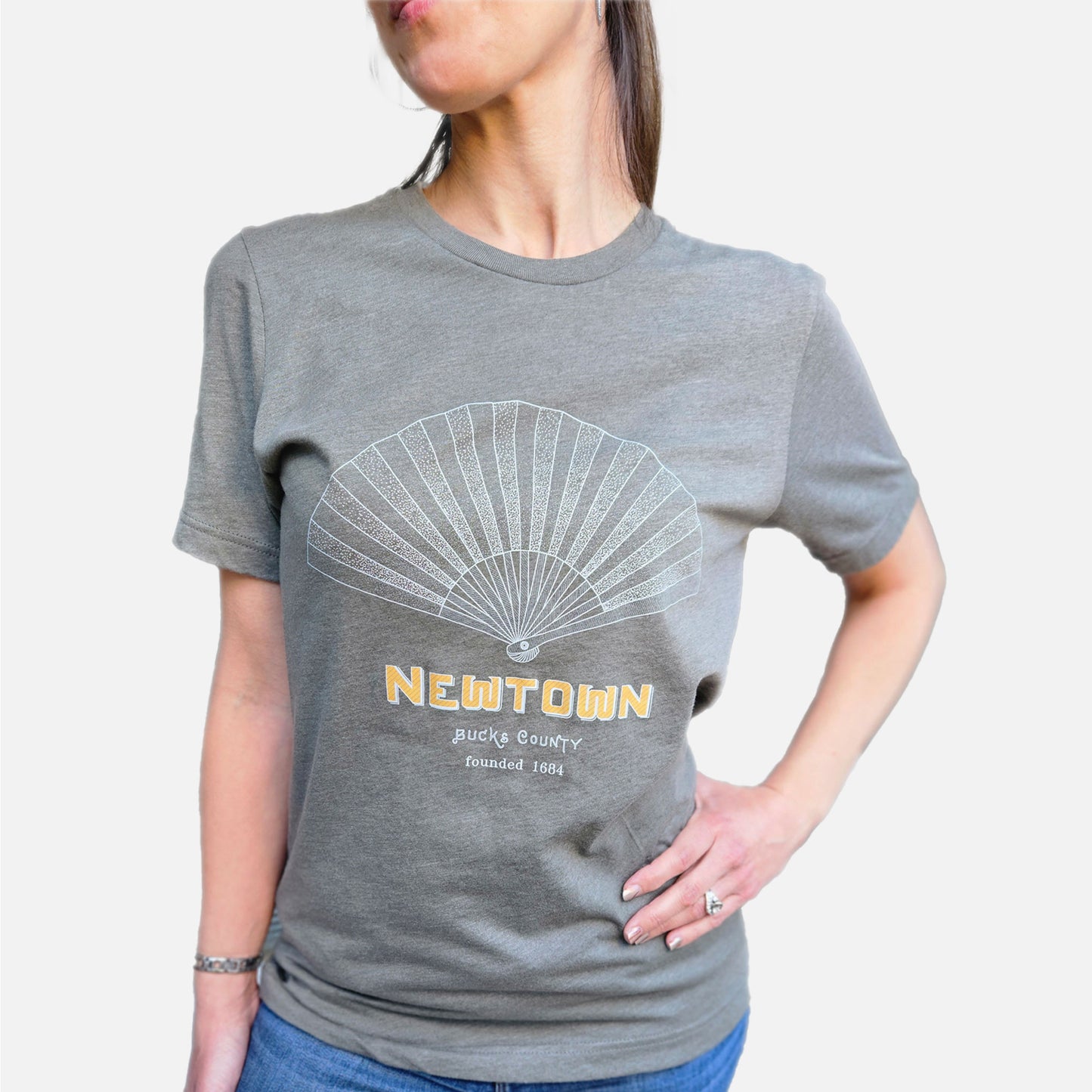 Open Fan/Newtown graphic T-shirt - heather miltary grn