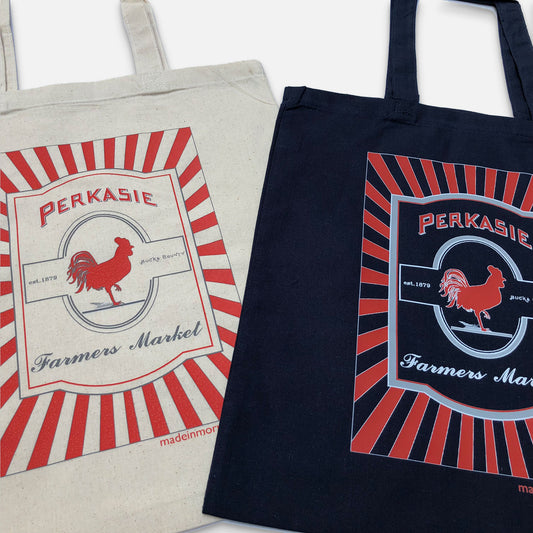 Perkasie Farmers Market canvas tote bag - 6oz natural / navy