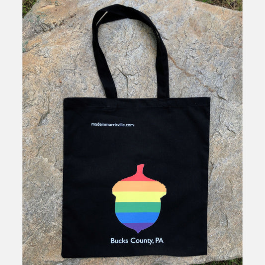 Rainbow Acorn / Bucks County canvas tote bag - 8oz