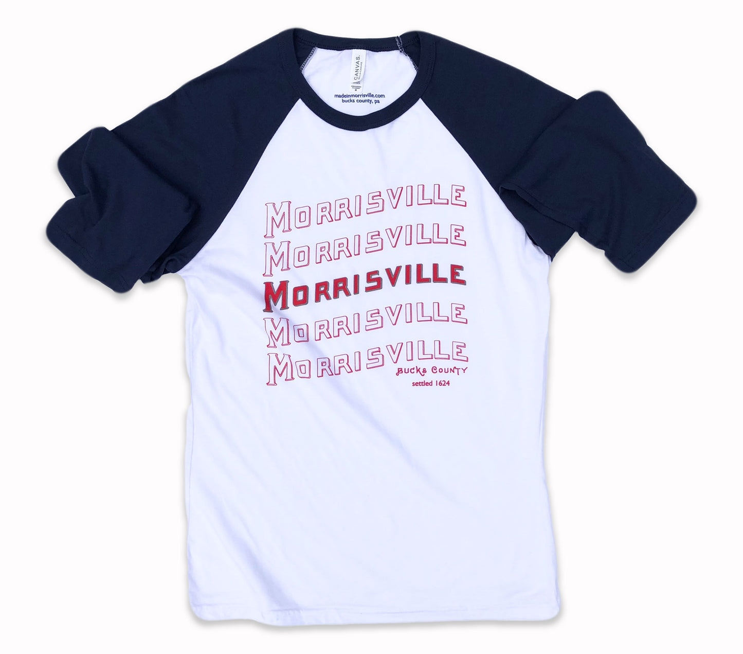 Morrisville baseball graphic 3/4 sleeve T-shirt (white/navy)