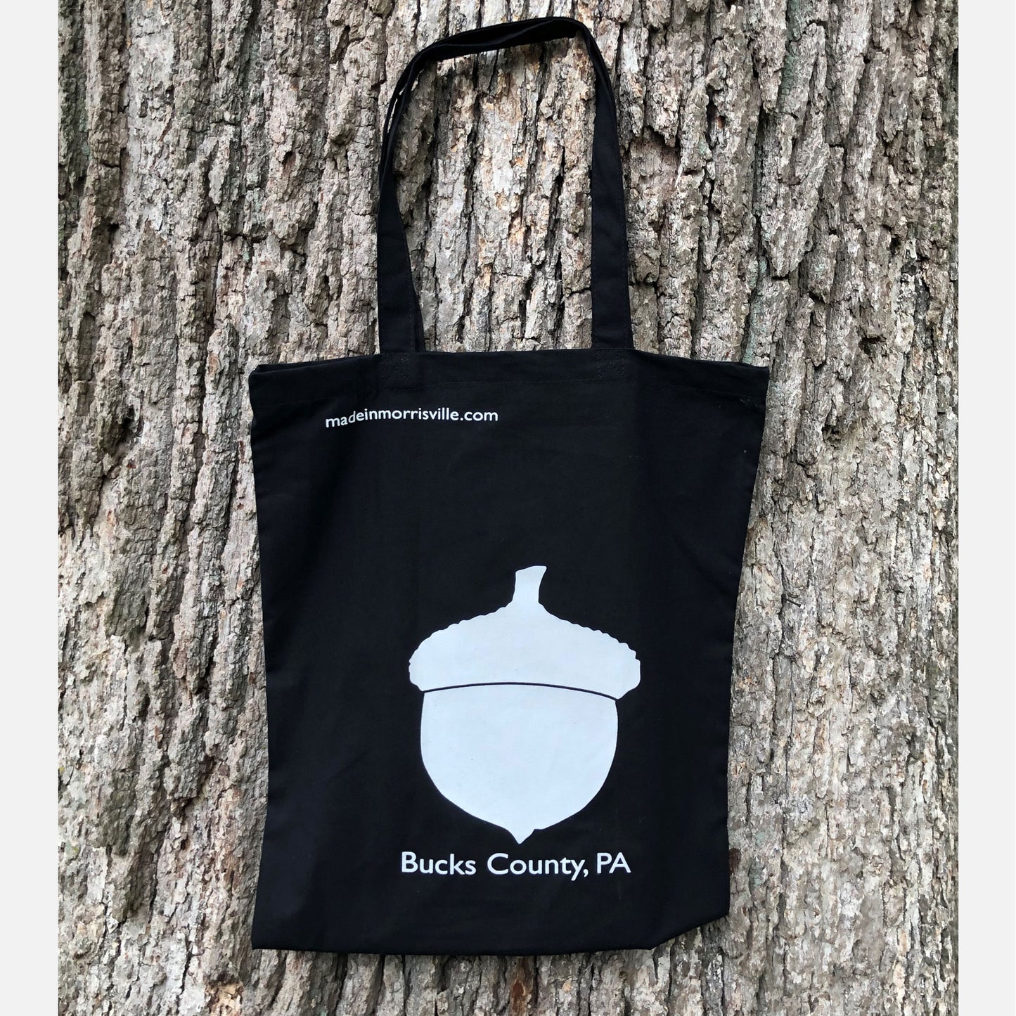 White Acorn - Bucks County canvas tote bag - 8oz black