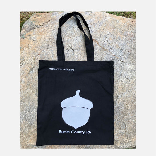 White Acorn - Bucks County canvas tote bag - 8oz black