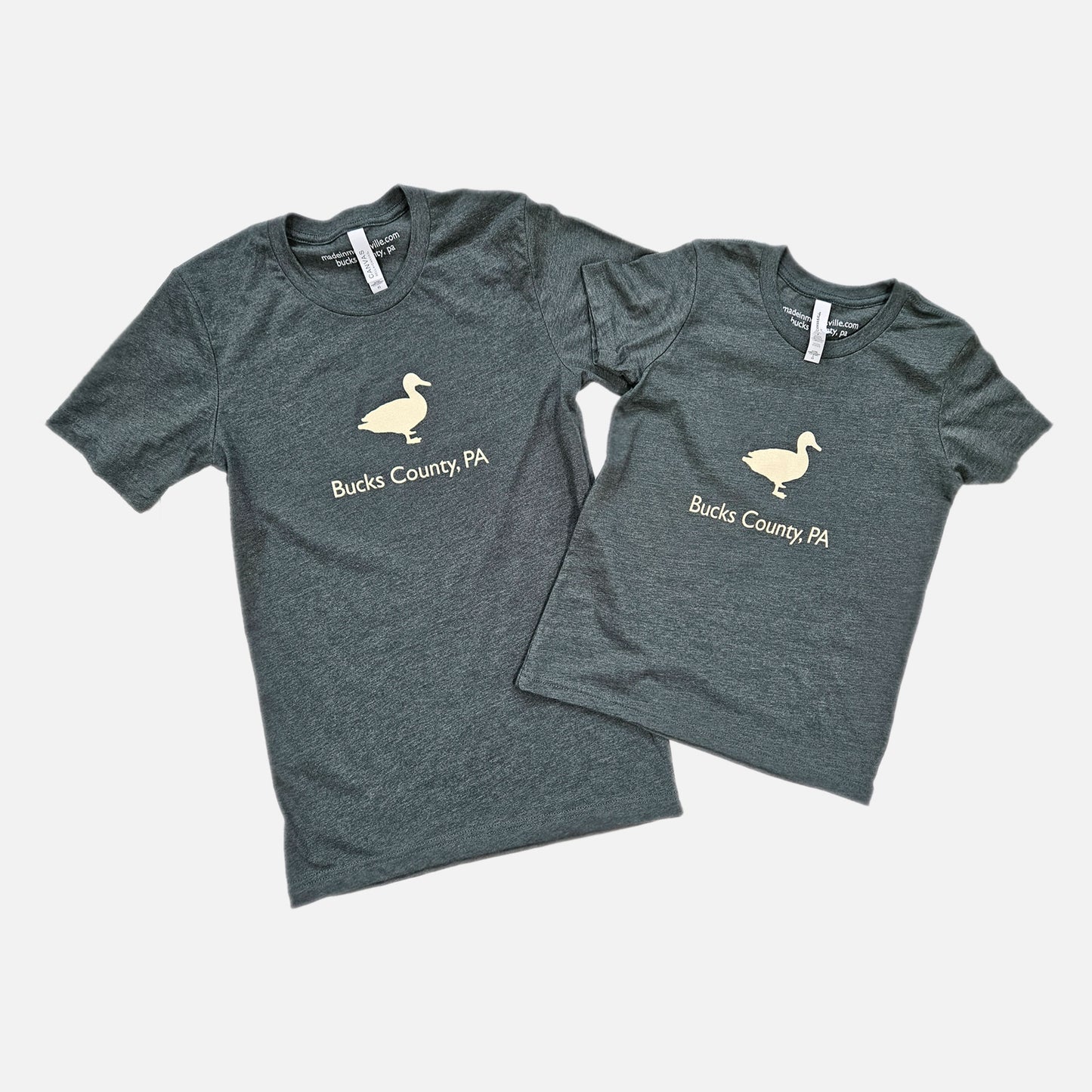 Bucks County Duck Portrait graphic T-shirt - heather forest