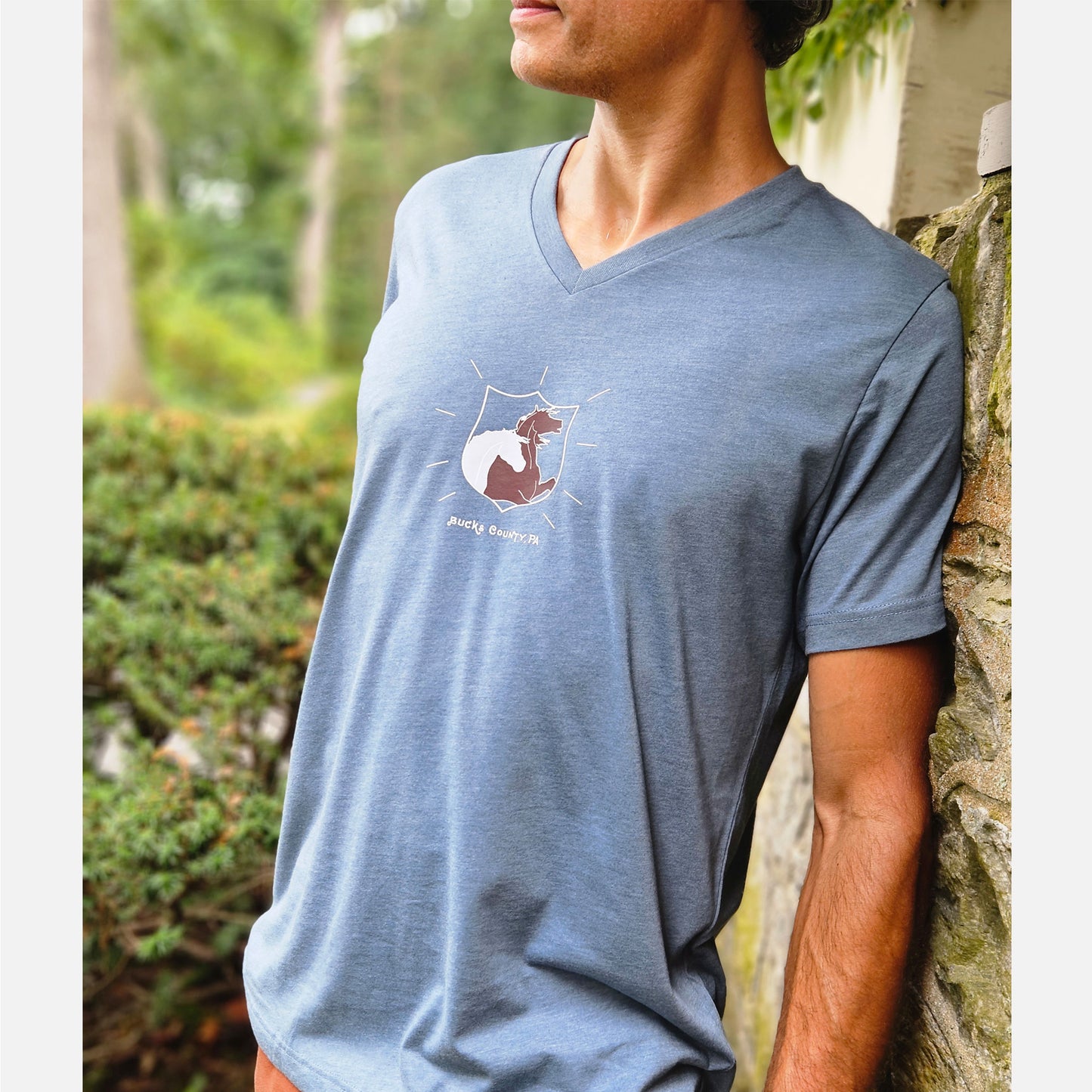 George Washington's horses / graphic V-neck T-shirt - heather slate