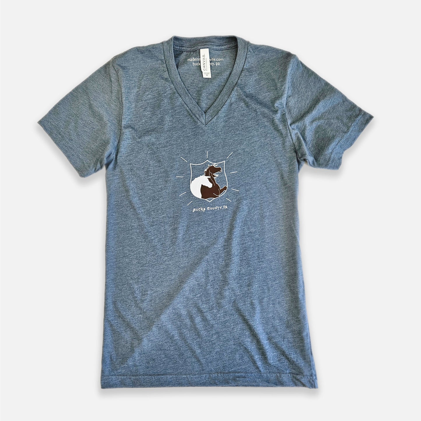 George Washington's horses / graphic V-neck T-shirt - heather slate