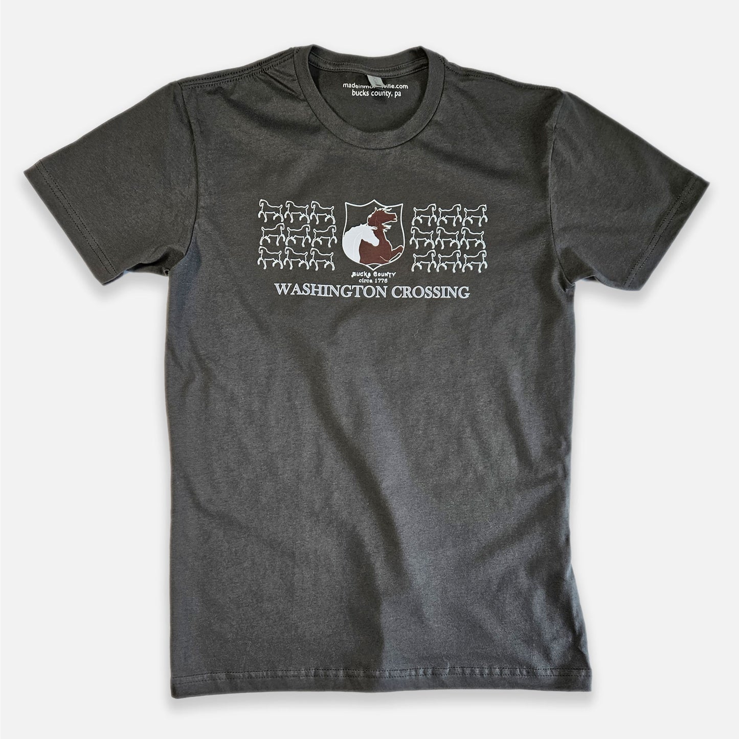 George Washington's horses / Washington Crossing graphic T-shirt - Dark Grey