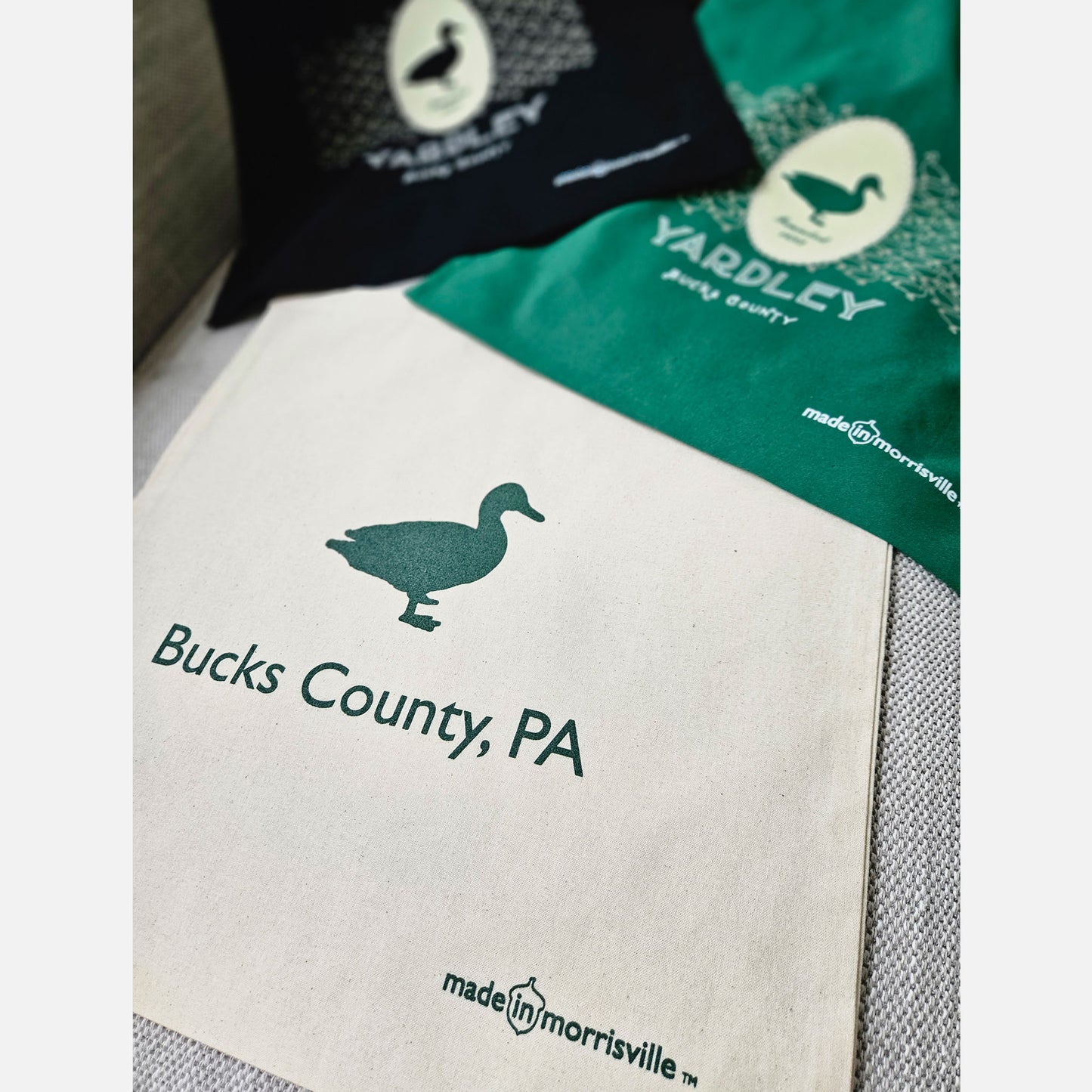 Duck Portrait Bucks County graphic canvas tote bag - 6oz natural canvas