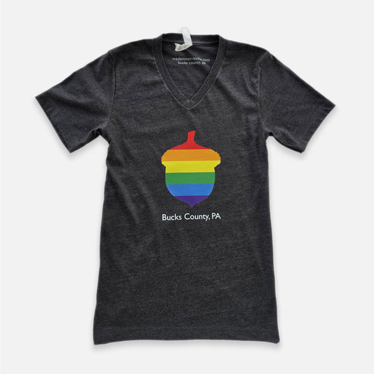 Rainbow Acorn / Bucks County Graphic V-Neck T-Shirt