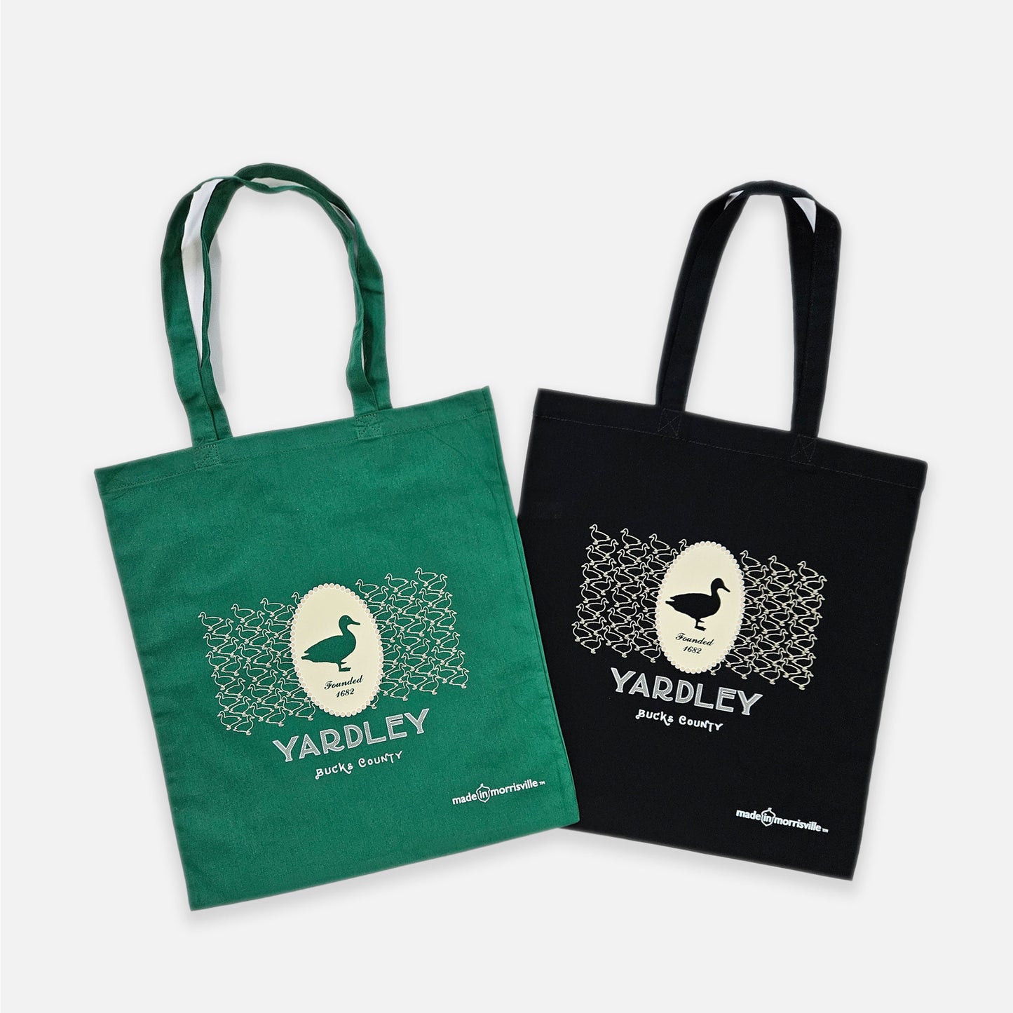 Duck Portrait /Yardley graphic canvas tote bag - 6oz black / green