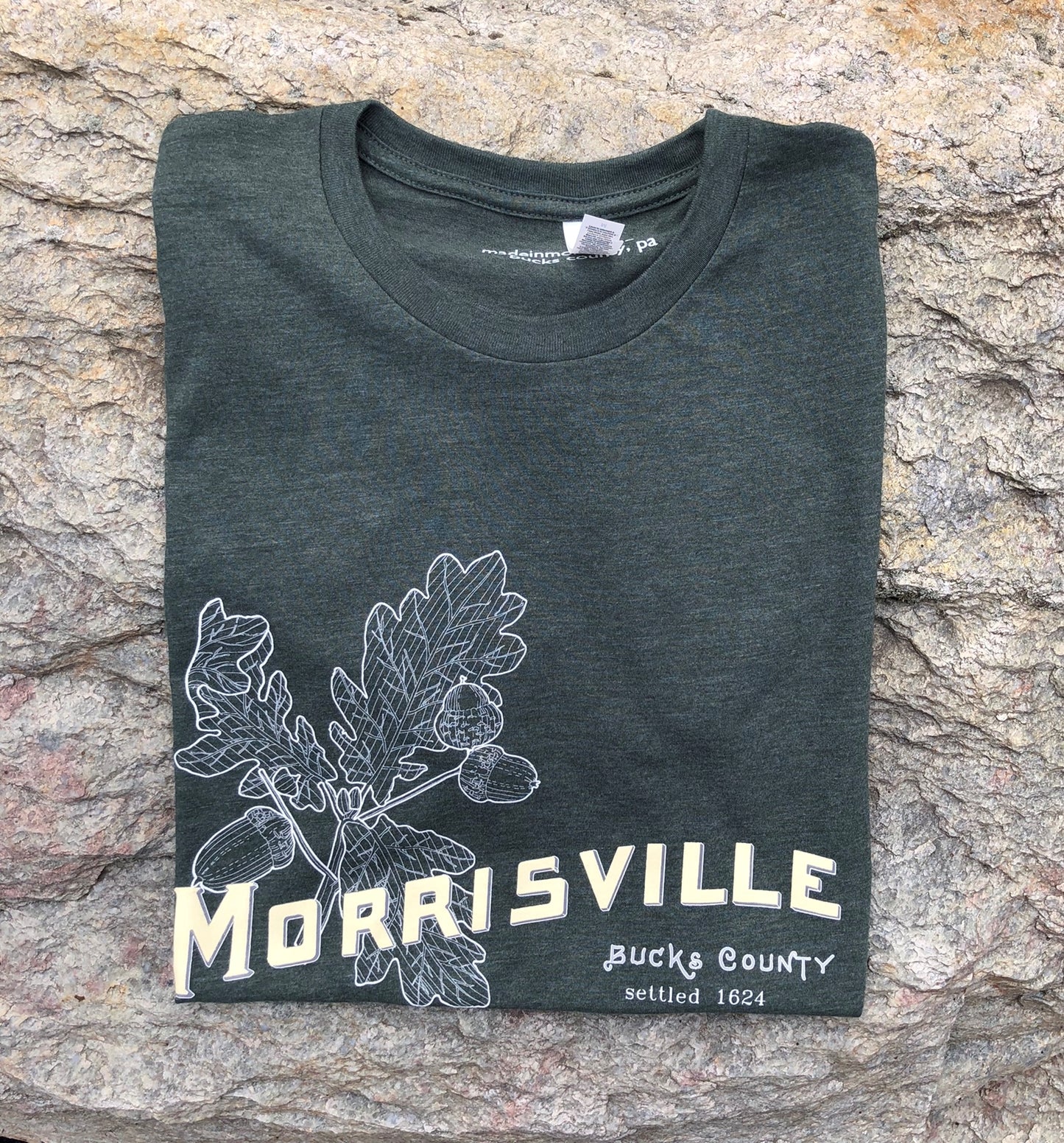 White oak leaves/Morrisville graphic T-shirt - heather forest