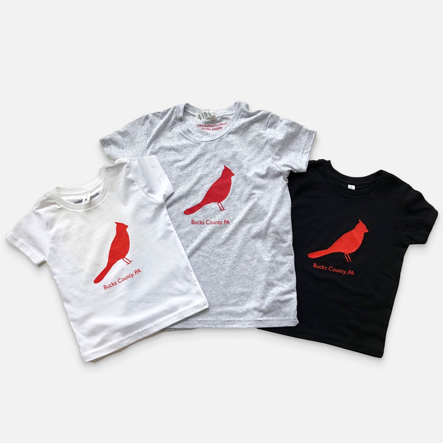 Cardinal / Bucks County graphic Kids T-shirt - white flk triblend