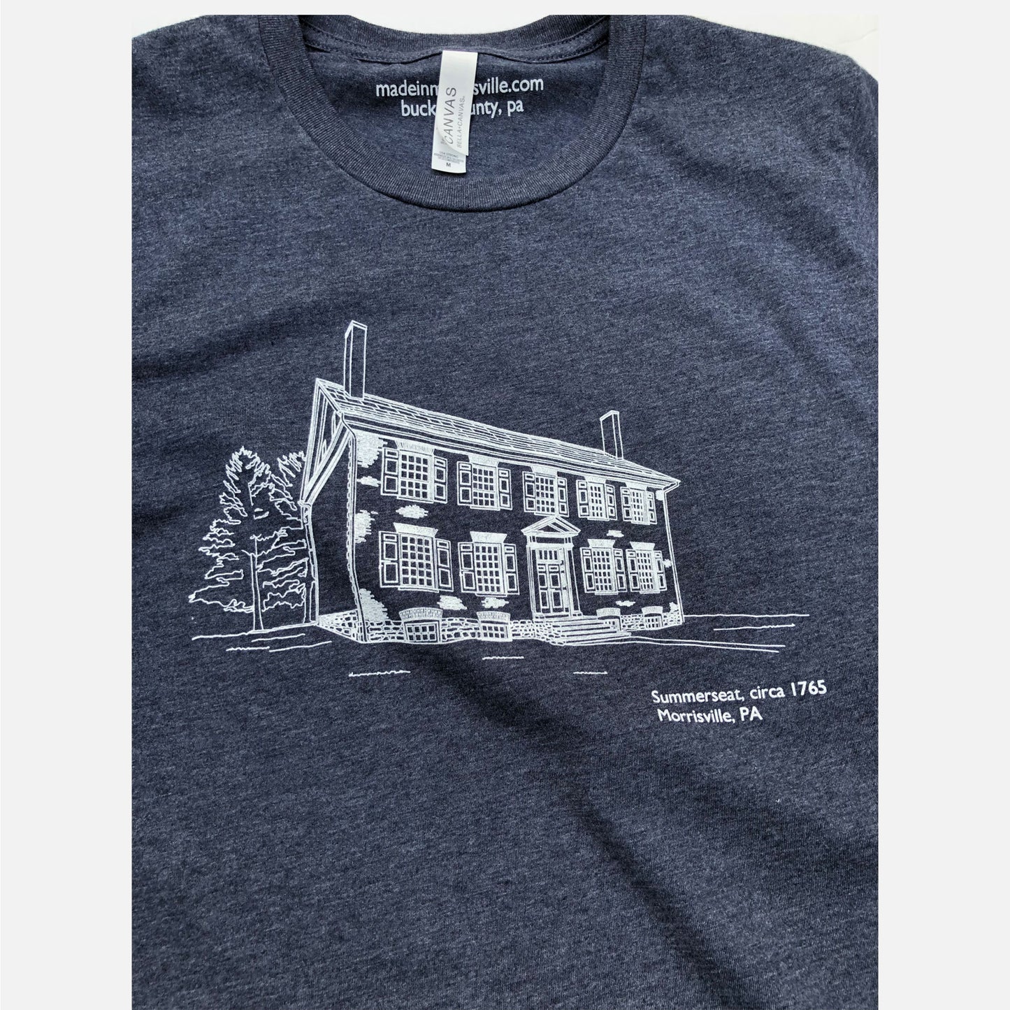 Summerseat Morrisville, PA circa 1765 graphic T-shirt - heather navy