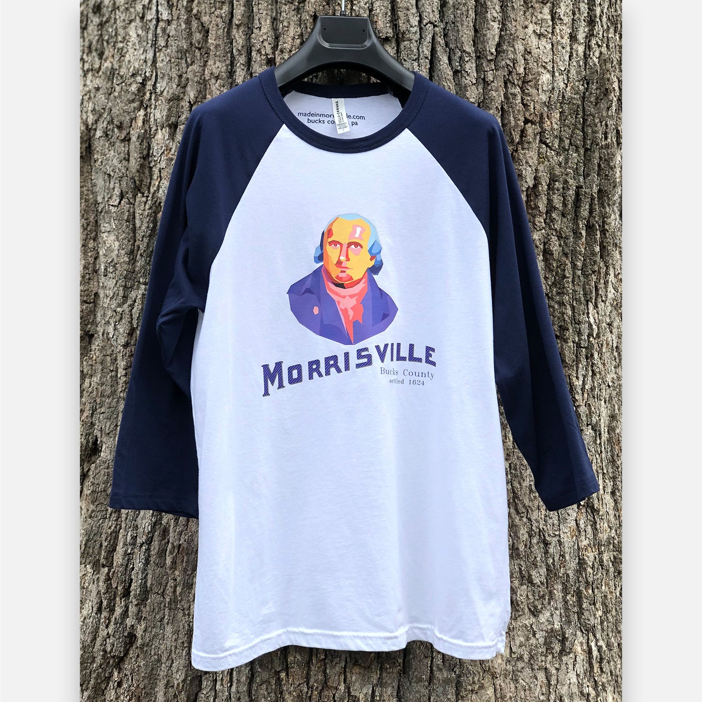 Robert Morris signature graphic baseball 3/4 sleeve T-shirt (white/navy)