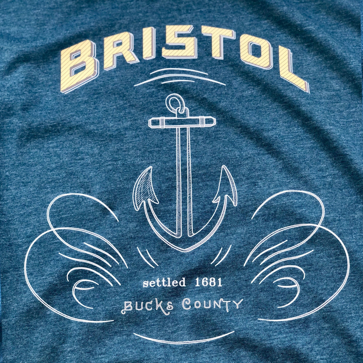 Anchor/Bristol graphic V-neck T-shirt - heather slate