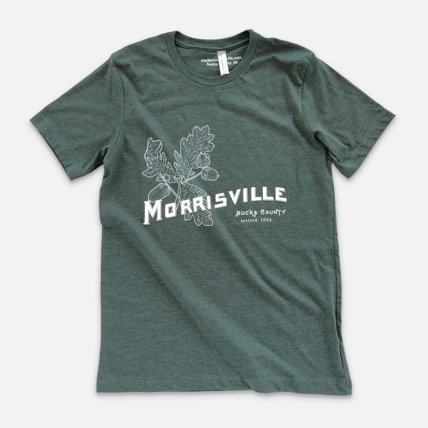 White oak leaves/Morrisville graphic T-shirt - heather forest