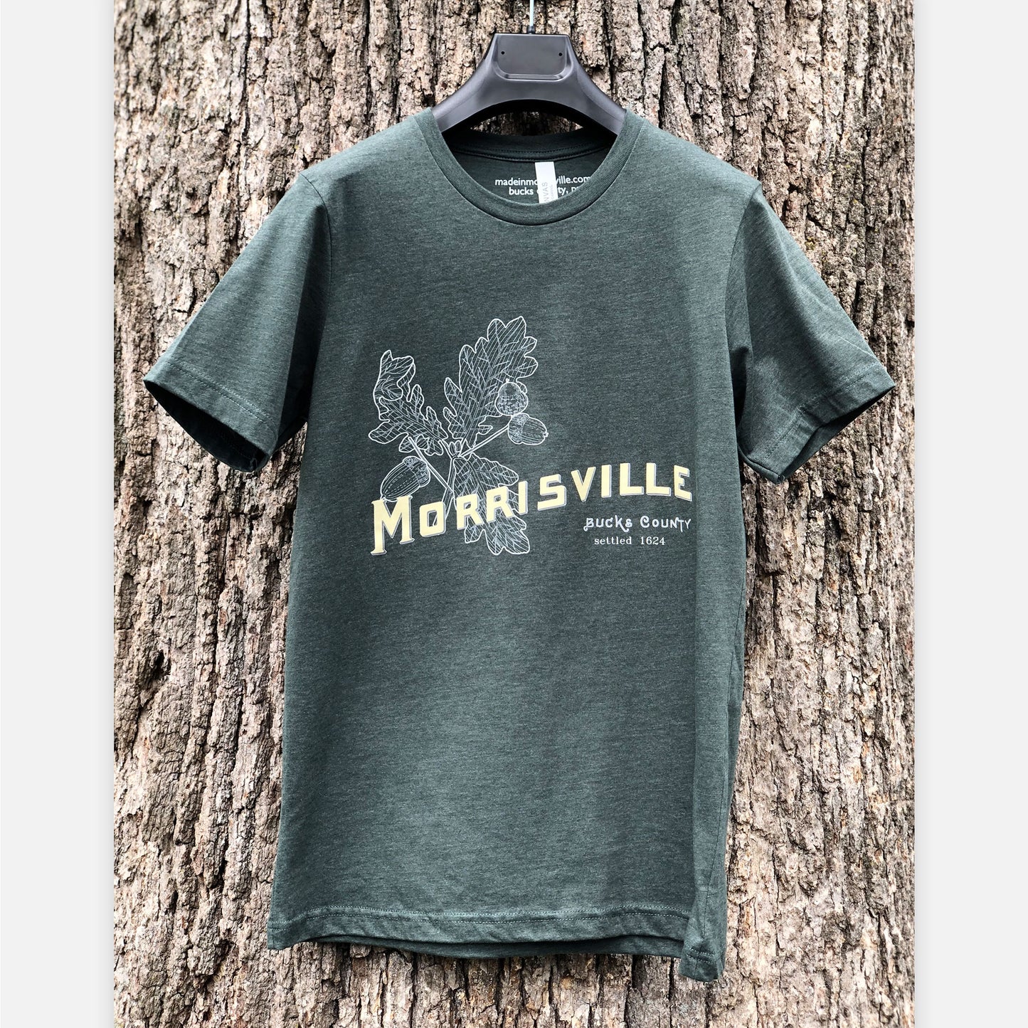 White oak leaves/Morrisville graphic T-shirt - heather forest