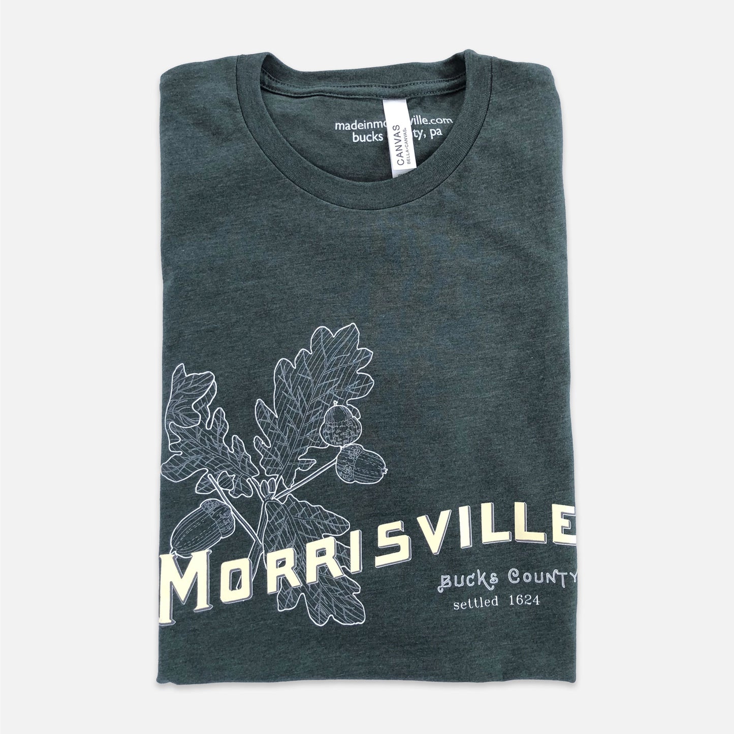 White oak leaves/Morrisville graphic T-shirt - heather forest