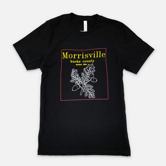 Framed Morrisville white oak leaves T-shirt - black