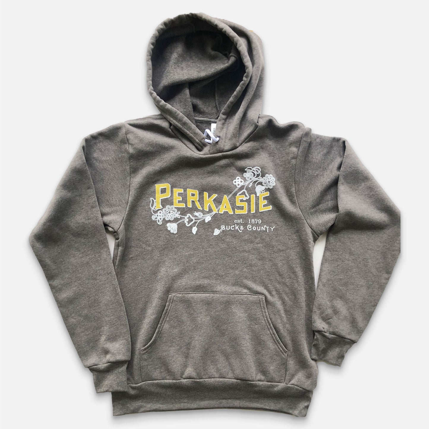 Perkasie/Lenape floral motif graphic Pullover Hoodie - deep grey / forest green