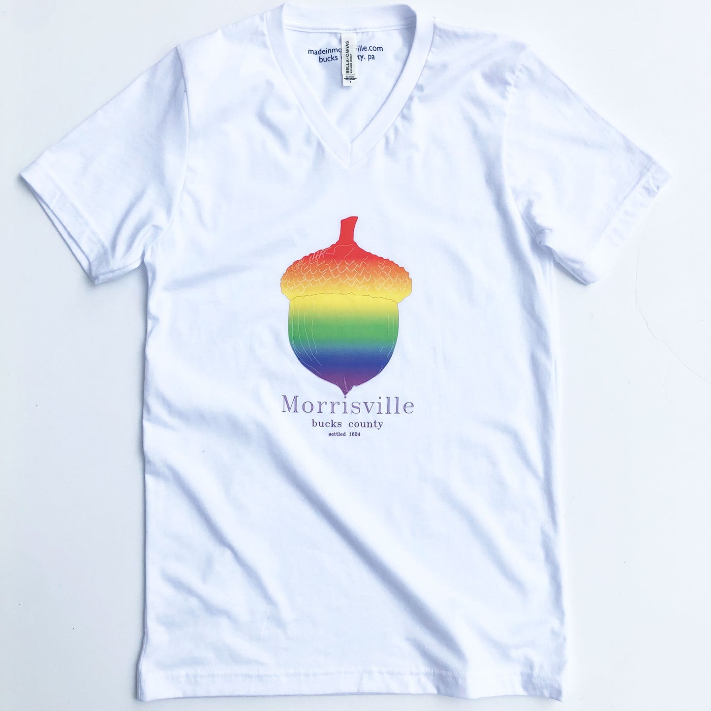 Rainbow Acorn Morrisville graphic V-Neck T-shirt - white