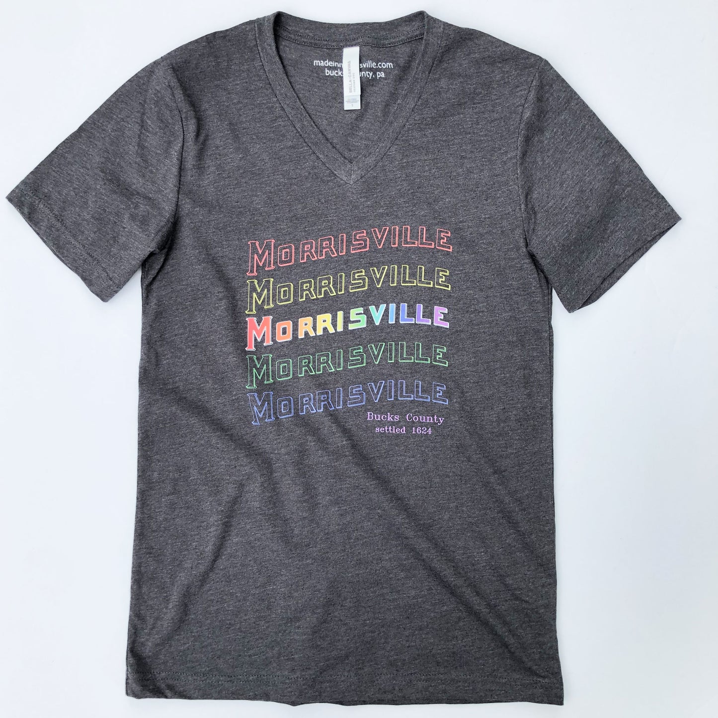 Rainbow Morrisville graphic V-Neck T-shirt - dark gray heather