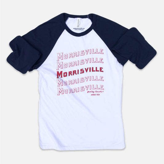 Morrisville baseball graphic 3/4 sleeve T-shirt (white/navy)