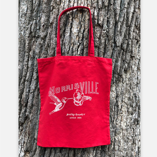 Hummingbird / Morrisville - canvas tote bag - 8oz red