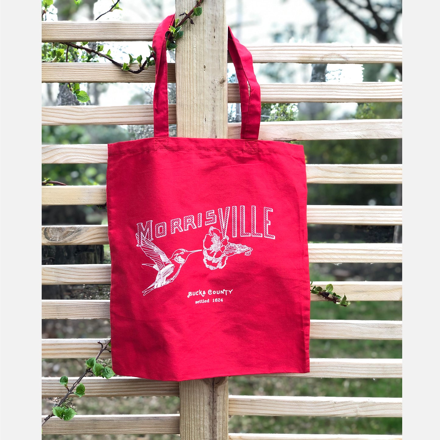 Hummingbird / Morrisville - canvas tote bag - 8oz red