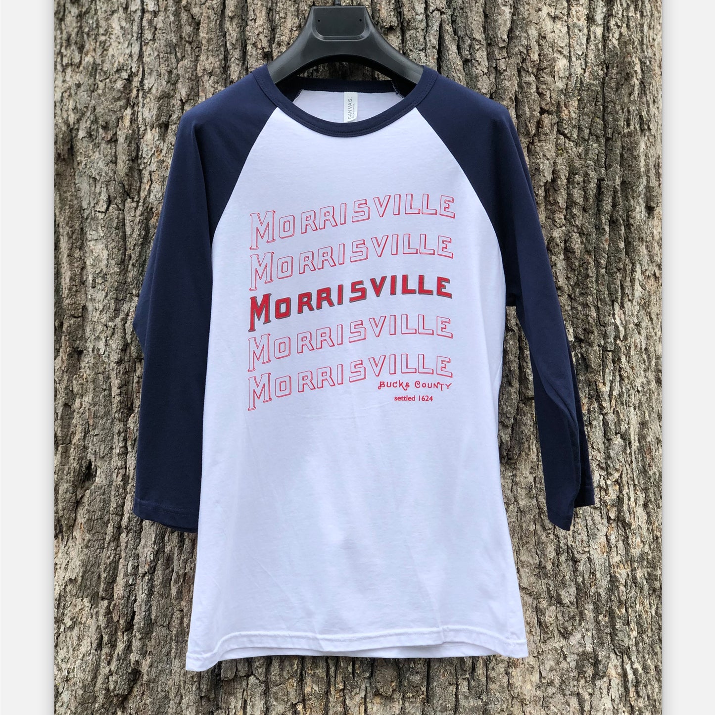 Morrisville baseball graphic 3/4 sleeve T-shirt (white/navy)
